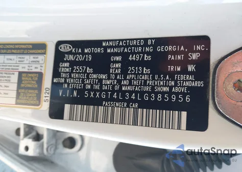 2020 Kia Optima Lx из США, поврежденный, VIN 5XXGT4L34LG385956